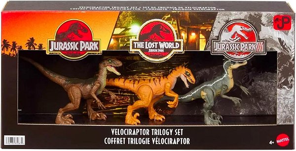 VELOCIRAPTOR SET JURASSIC PARK TRILOGY CONJUNTO COM 3 FIGURAS MATTEL