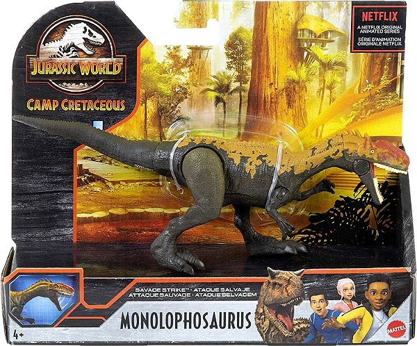 MONOLOPHOSAURUS MATTEL SAVAGE STRIKE CAMP CRETACEOUS JURASSIC WORLD ACAMPAMENTO JURÁSSICO MINIATURA DE DINOSSAURO