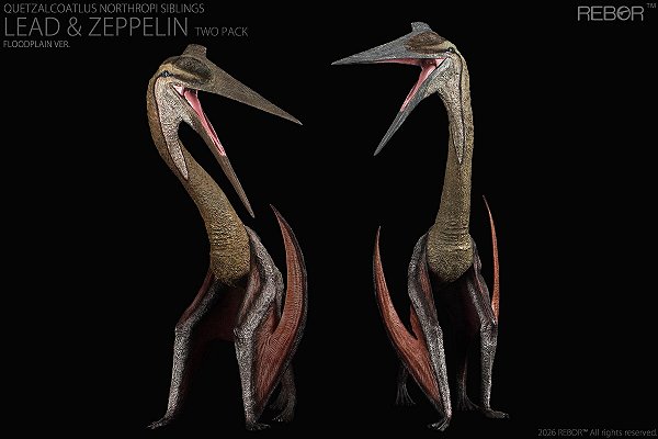 QUETZALCOATLUS NORTHROPI REBOR "IRMÃOS LEAD & ZEPPELIN" COR PLANÍCIE PTEROSSAURO REALISTA [PRÉ-VENDA]