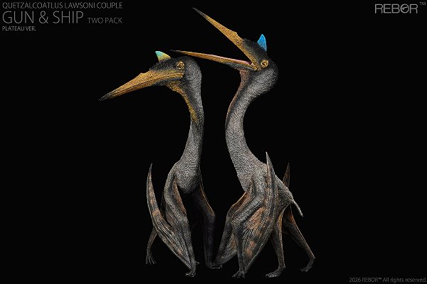 QUETZALCOATLUS LAWSONI REBOR "CASAL GUN & SHIP" COR PLATÔ PTEROSSAURO REALISTA [PRÉ-VENDA]