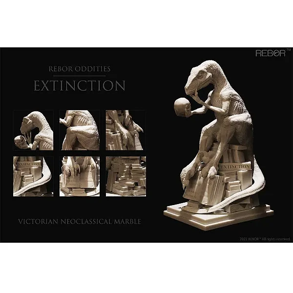 EXTINÇÃO REBOR ODDITIES MÁRMORE VITORIANO CLÁSSICO ESTÁTUA FILOSORAPTOR EDIÇÃO LIMITADA