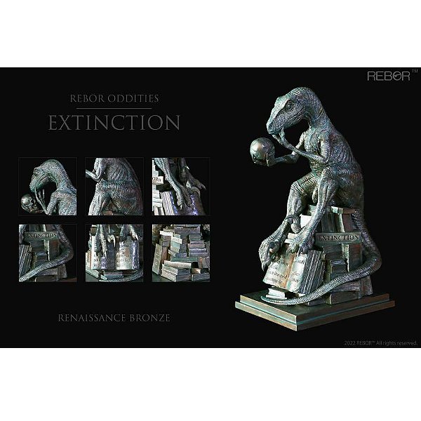 EXTINÇÃO REBOR ODDITIES BRONZE RENASCENTISTA ESTÁTUA FILOSORAPTOR EDIÇÃO LIMITADA