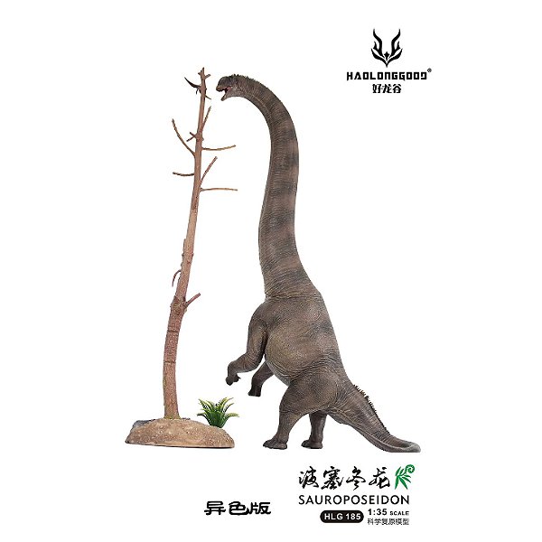 SAUROPOSEIDON MARROM HAOLONGGOOD MINIATURA DINOSSAURO PESCOÇUDO EMPINANDO