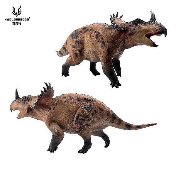 SINOCERATOPS HAOLONGGOOD MARROM DINOSSAURO HERBÍVORO COM CHIFRES MODELO CIENTÍFICO