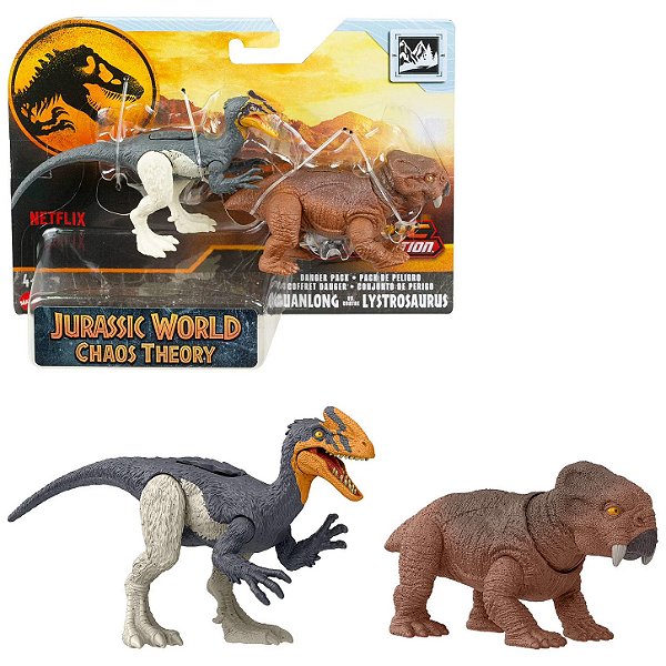 GUANLONG VS LYSTROSAURUS MATTEL DANGER PACK EPIC EVOLUTION CHAOS THEORY JURASSIC WORLD
