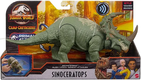 SINOCERATOPS MATTEL VERDE SOUND STRIKE CAMP CRETACEOUS JURASSIC WORLD DINOSSAURO ARTICULADO [USADO]
