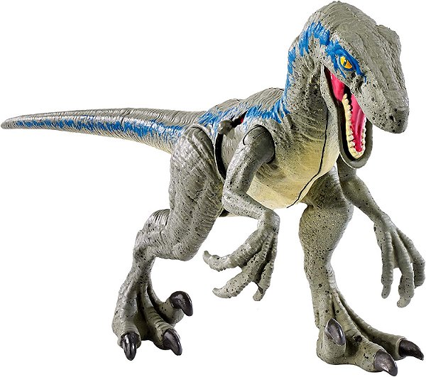 VELOCIRAPTOR MATTEL "BLUE" BATTLE DAMAGE JURASSIC WORLD REINO AMEAÇADO RAPTOR DANO DE BATALHA