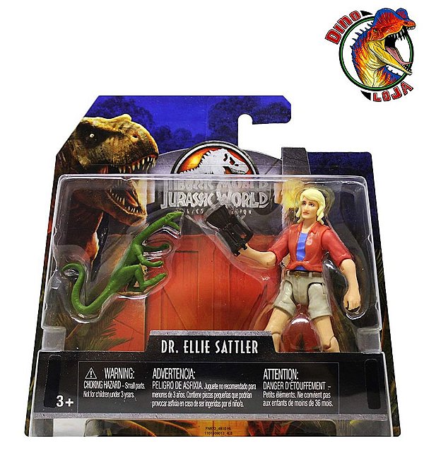 DRª SATTLER JURASSIC PARK LEGACY COLLECTION BONECO ELLIE SATTLER COM COMPSOGNATHUS MATTEL