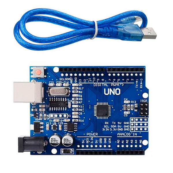 Placa Uno R3 Compatível Atmega328 SMD com Cabo Usb