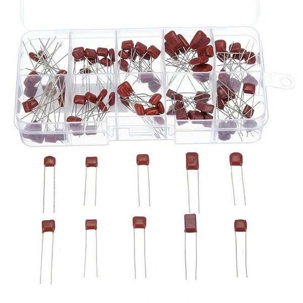 Kit Capacitores Poliester Variados 100pcs 10nF a 470nF