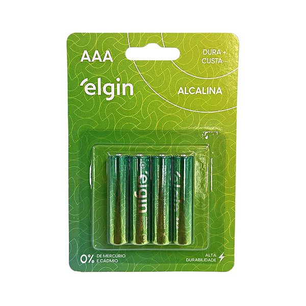 Pilha Alcalina AAA com 4 Unidades Elgin