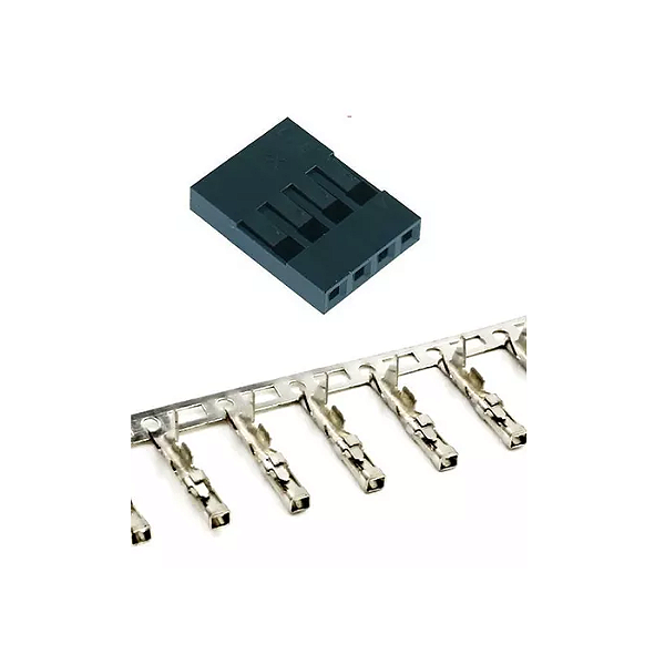 Conector Alojamento Dupont 4 Vias Fêmea com Crimps