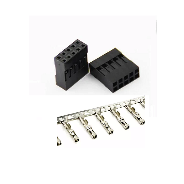 Conector Alojamento Dupont 2x5 Vias Fêmea com Crimps