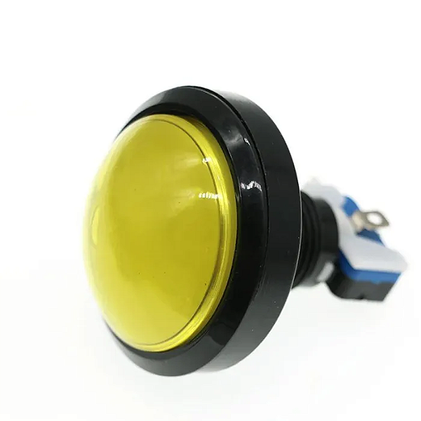 Botão de Acrílico Iluminado 60mm oval para Fliperama Amarelo