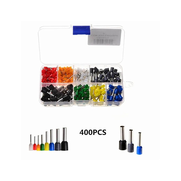 Kit de 400 Peças de Terminais AWG para Crimpagem com Organizador