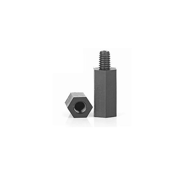Espaçador Fêmea/Macho em Nylon Preto 8+6mm M3
