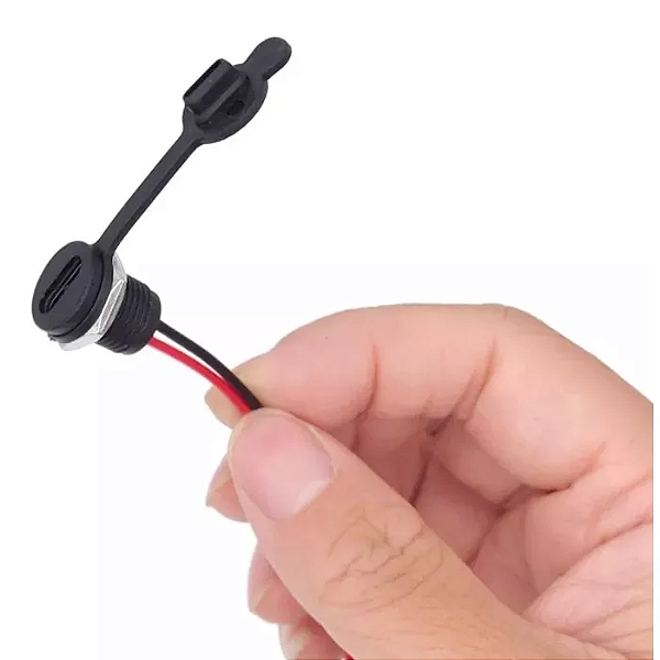 Conector USB Tipo C Fêmea para Painel 2 Vias Redondo
