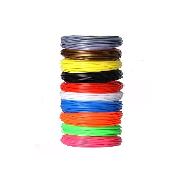 Kit Refil de Filamentos PLA para Caneta 3D 10 Cores 100m