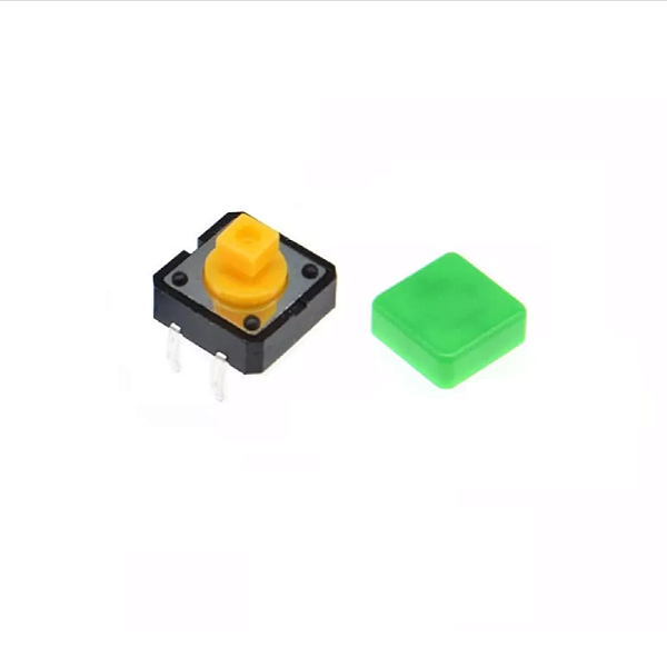 Chave Táctil 12x12mm com Capa Quadrada - Verde