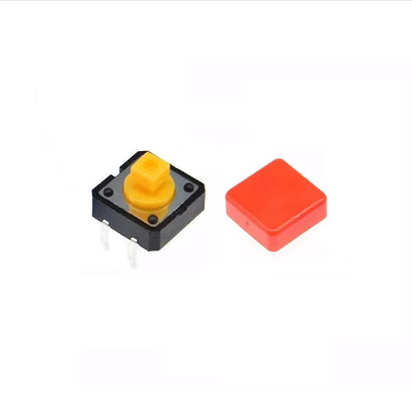 Chave Táctil 12x12mm com Capa Quadrada - Vermelha