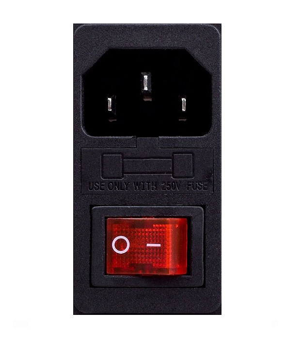 Tomada Fêmea com Porta Fusível e Interruptor para Impressora 3D CNC