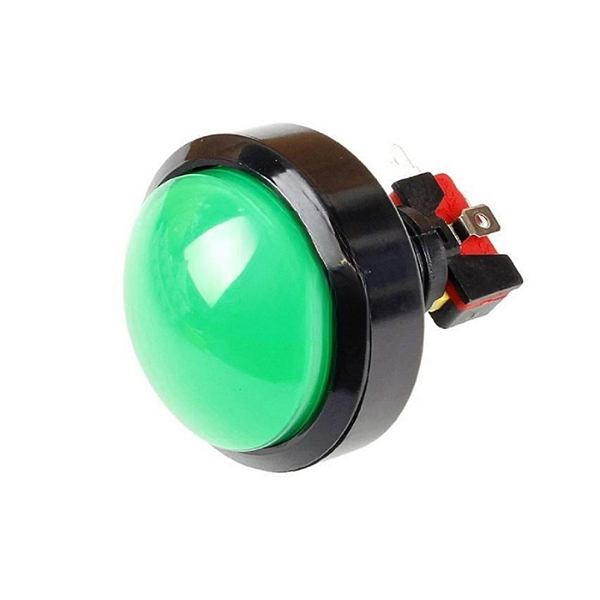 Botão de Acrílico Iluminado 60mm Oval para Fliperama Verde