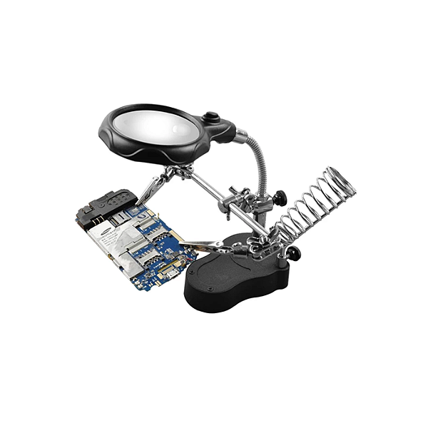 Lupa com Suporte para Ferro de Solda e Iluminação LED