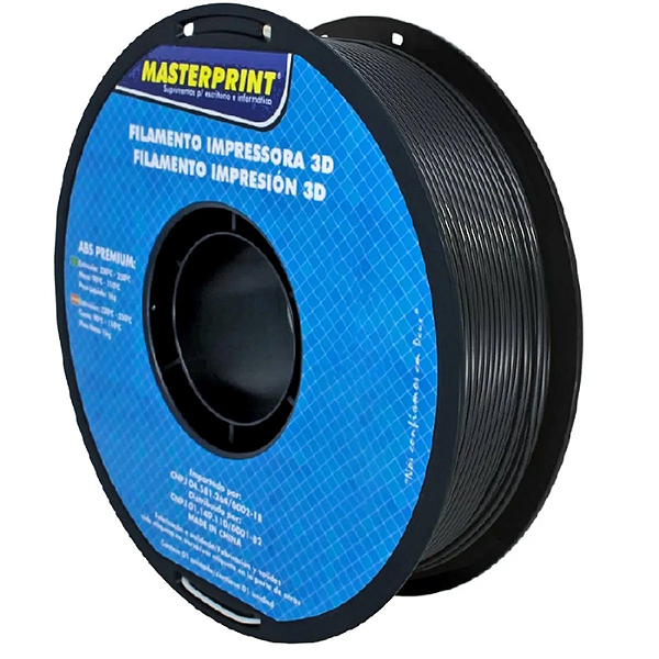 Filamento ABS Premium Masterprint 1Kg 1.75mm Preto