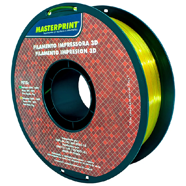 Filamento PETG Masterprint 1Kg 1.75mm Amarelo Translúcido