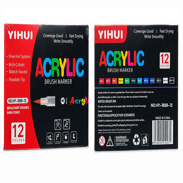 Kit Caneta Acrílica 12 Unidades