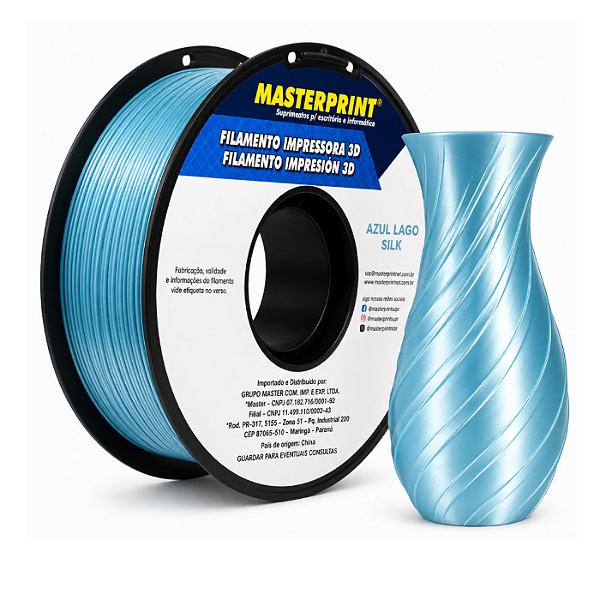 Filamento PLA Silk Azul Lago 1Kg 1.75mm Masterprint