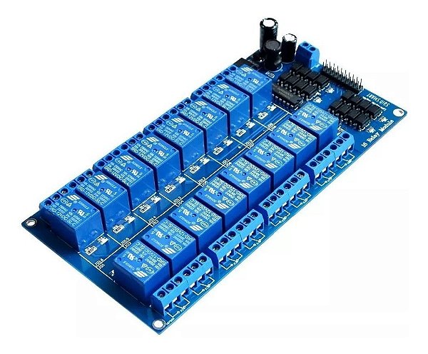 Módulo Relé 16 Canais 12V Optoacoplado