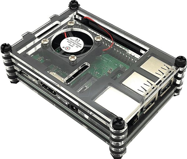 Case Acrílico 9 Layers com Cooler para Raspberry Pi + Dissipadores