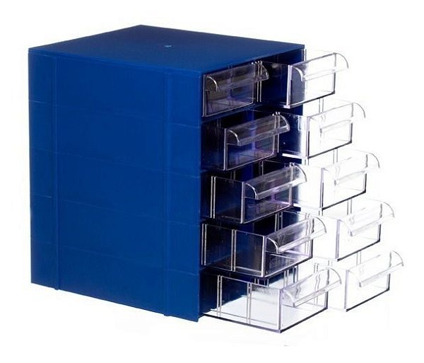 Gaveteiro Plástico CG510 com 5 Divisões por Gaveta - Azul