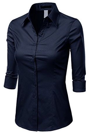 Camisa Social Feminina Manga 3/4 Estilo Romênia