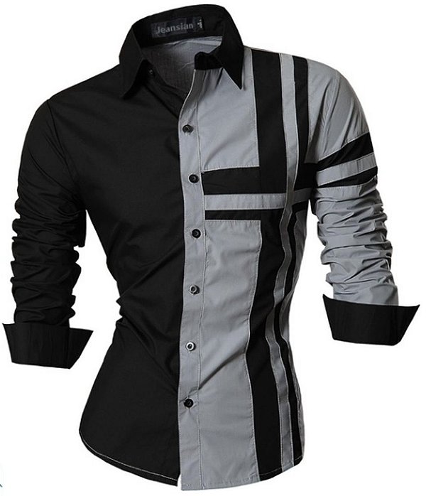 Camisa Slim Manga Longa Estilo Reino Unido