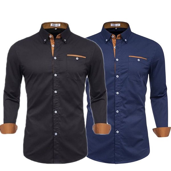 Kit 2 Camisa Slim Masculina Estilo Dinamarca