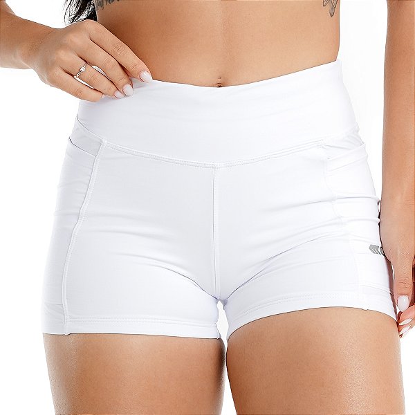 Short Curto de Compressão Feminino Onnze Sports para Corrida e Treino Branco