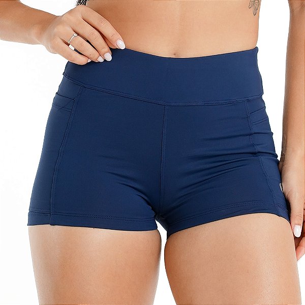 Short Curto de Compressão Feminino Onnze Sports para Corrida e Treino Azul Marine