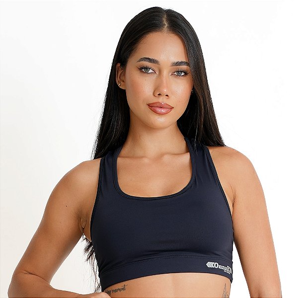 Top de Compressão Feminino Onnze Sports com Bolso Alta Sustentação Preto