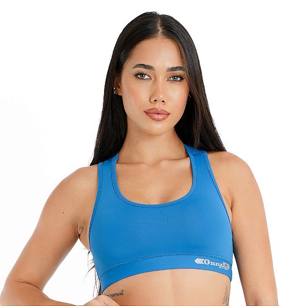 Top de Compressão Feminino Onnze Sports Alta Sustentação Azul Royal