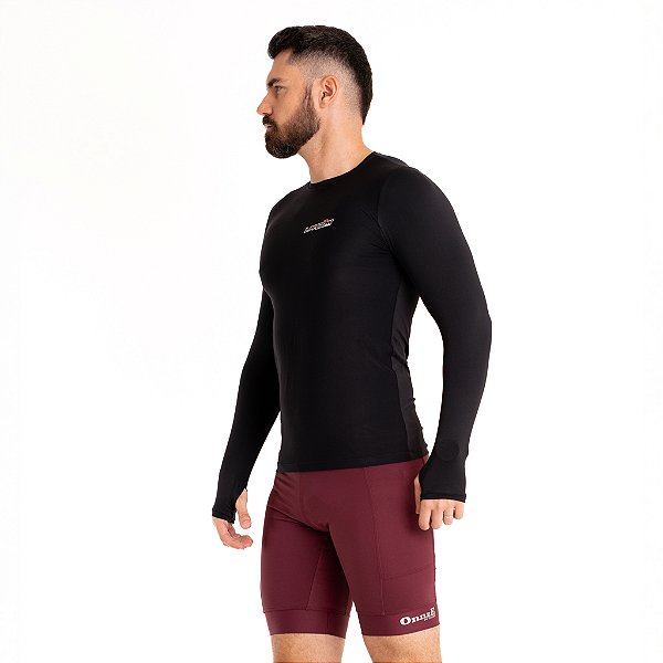 Camisa Térmica e Proteção UV50+ Onnze Sports Manga Longa para Corrida Preta