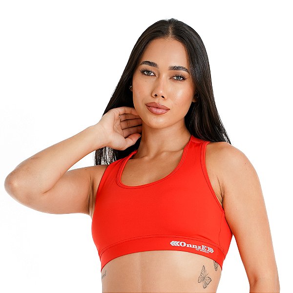 Top de Compressão Feminino Onnze Sports Alta Sustentação Vermelho