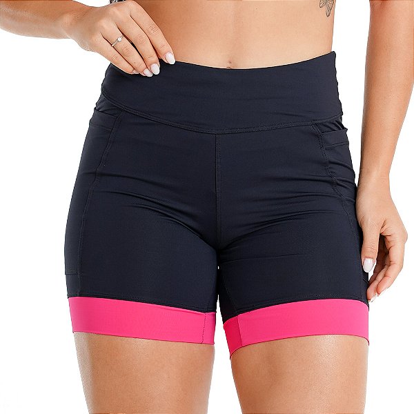 Bermuda Feminina de Compressão com Barra Onnze Sports para Corrida Pink