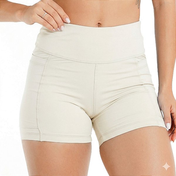 Shorts Meia Coxa de Compressão Feminino Onnze Sports OFF White