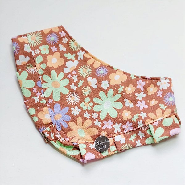 Bandana pet Floral com tecido em malha de algodão - Estampa Vintage