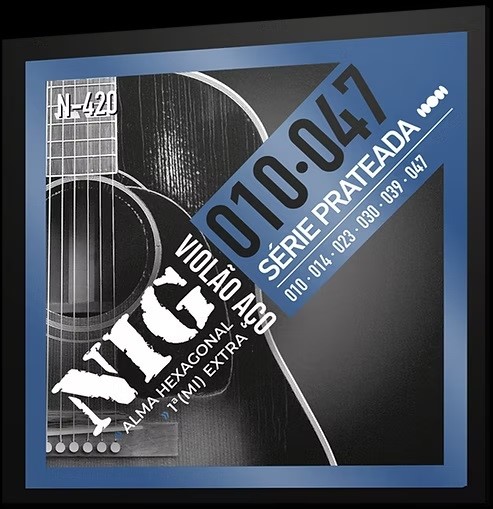 Encordoamento Nig Violão Aço 010 Prata N-420
