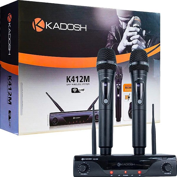 KIT MICROFONES SEM FIO KADOSH K-412M 2 BASTÕES