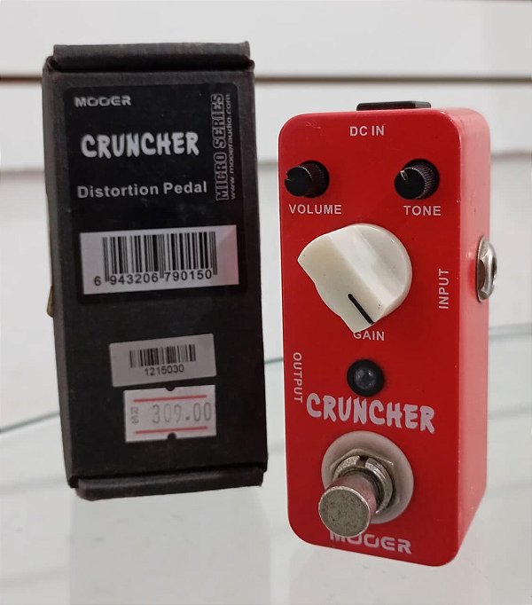 PEDAL DISTORÇÃO CRUNCHER DISTORTION MOOER TRUE BYPASS MCD - Cor Vermelho