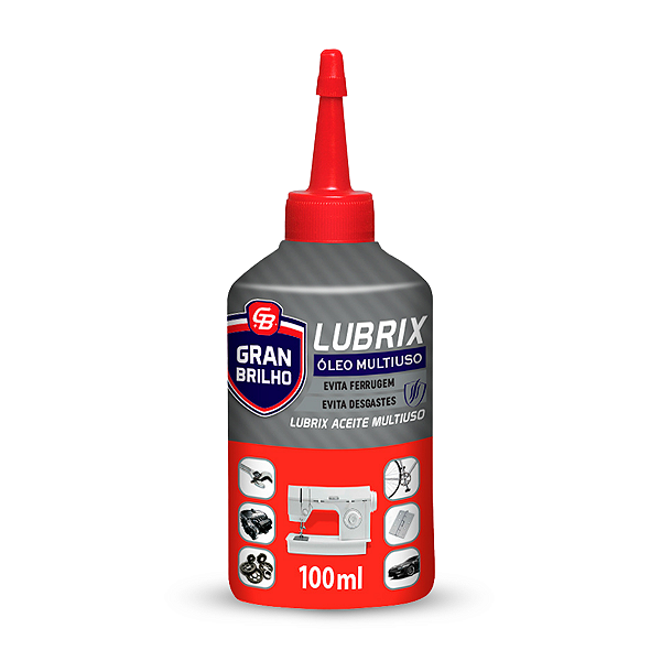 Óleo Lubrificante Multiuso Lubrix Gran Brilho 100Ml, Óleo Mineral Multiuso Para Lubrificação, Vermelho, Evita Ferrugem E
